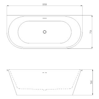 Акриловая ванна Azario ELCON ELC18075 пристенная 1800x750x580